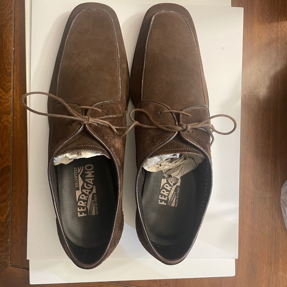 Ferragamo Derbies 9 1/2 brown Suede